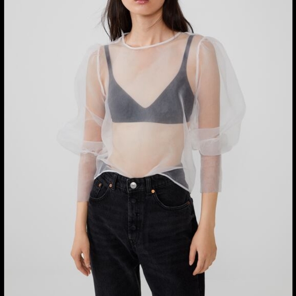 zara transparent blouse